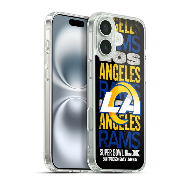 NFL 2026 Super Bowl LX Rams Black Soft Gel Case for Apple iPhone 16 Plus & MagSafe
