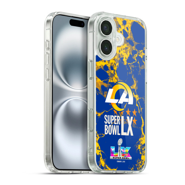 NFL 2026 Super Bowl LX Rams Marble Soft Gel Case for Apple iPhone 16 Plus & MagSafe