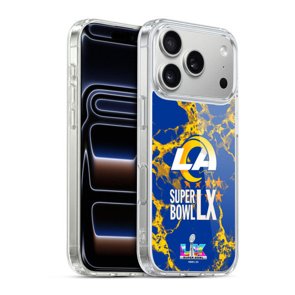 NFL 2026 Super Bowl LX Rams Marble Soft Gel Case for Apple iPhone 17 Pro