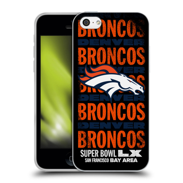 NFL 2026 Super Bowl LX Broncos Black Soft Gel Case for Apple iPhone 5c