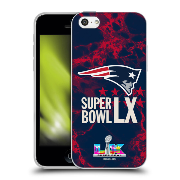 NFL 2026 Super Bowl LX Patriots Marble Soft Gel Case for Apple iPhone 5c