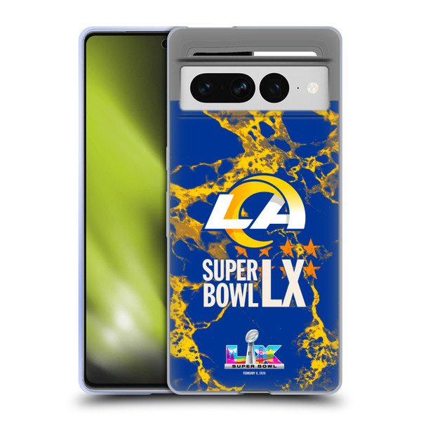NFL 2026 Super Bowl LX Rams Marble Soft Gel Case for Google Pixel 7 Pro