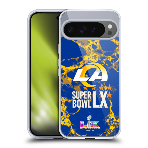 NFL 2026 Super Bowl LX Rams Marble Soft Gel Case for Google Pixel 9 Pro XL