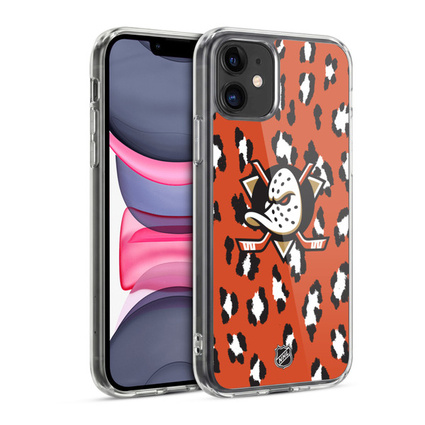 NHL Anaheim Ducks Leopard Pattern Soft Gel Case for Apple iPhone 11