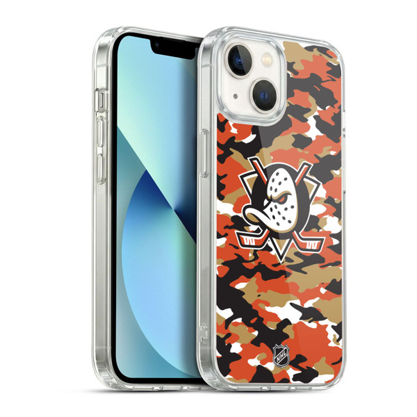 NHL Anaheim Ducks Camouflage Soft Gel Case for Apple iPhone 13