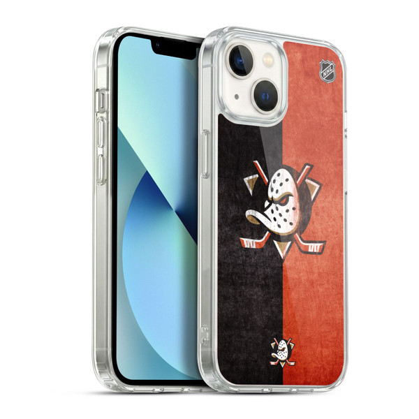 NHL Anaheim Ducks Half Distressed Soft Gel Case for Apple iPhone 13