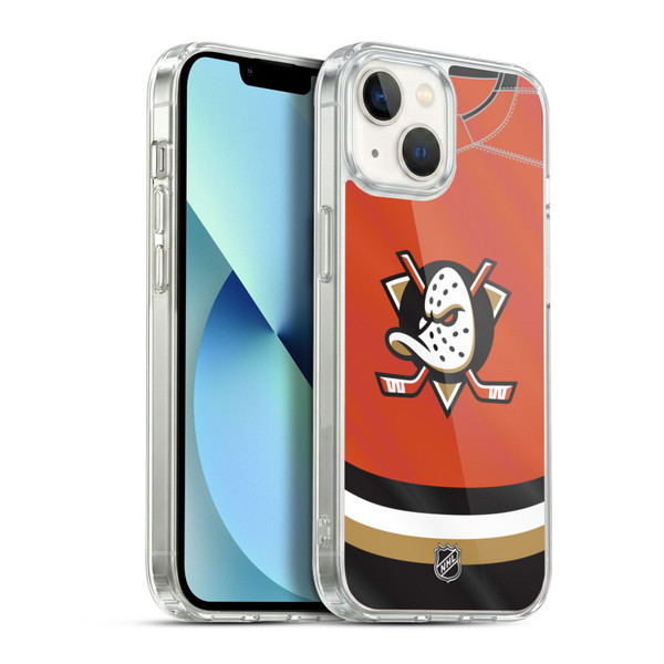 NHL Anaheim Ducks Jersey Soft Gel Case for Apple iPhone 13