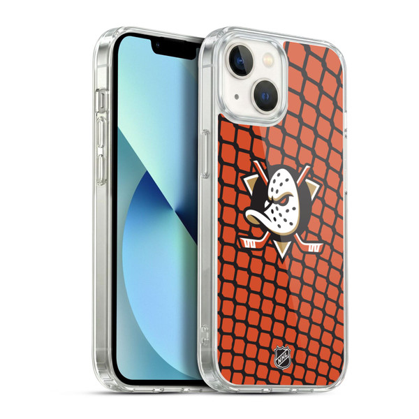 NHL Anaheim Ducks Net Pattern Soft Gel Case for Apple iPhone 13
