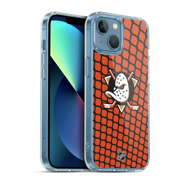 NHL Anaheim Ducks Net Pattern Soft Gel Case for Apple iPhone 13 Mini & MagSafe