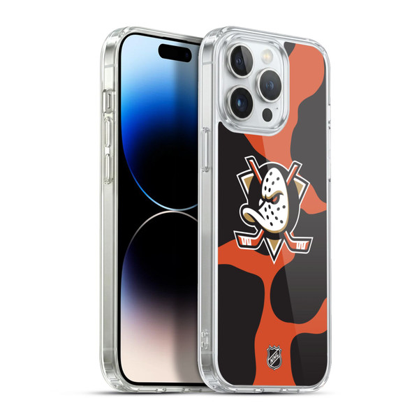 NHL Anaheim Ducks Cow Pattern Soft Gel Case for Apple iPhone 13 Pro Max & MagSafe