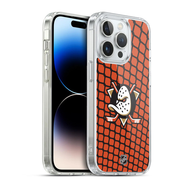 NHL Anaheim Ducks Net Pattern Soft Gel Case for Apple iPhone 13 Pro & MagSafe