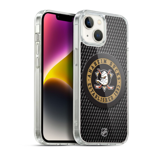 NHL Anaheim Ducks Puck Texture Soft Gel Case for Apple iPhone 14