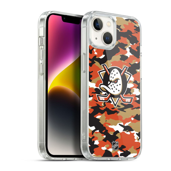 NHL Anaheim Ducks Camouflage Soft Gel Case for Apple iPhone 14 Plus & MagSafe