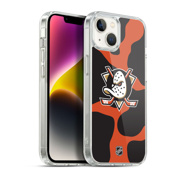 NHL Anaheim Ducks Cow Pattern Soft Gel Case for Apple iPhone 14 Plus & MagSafe