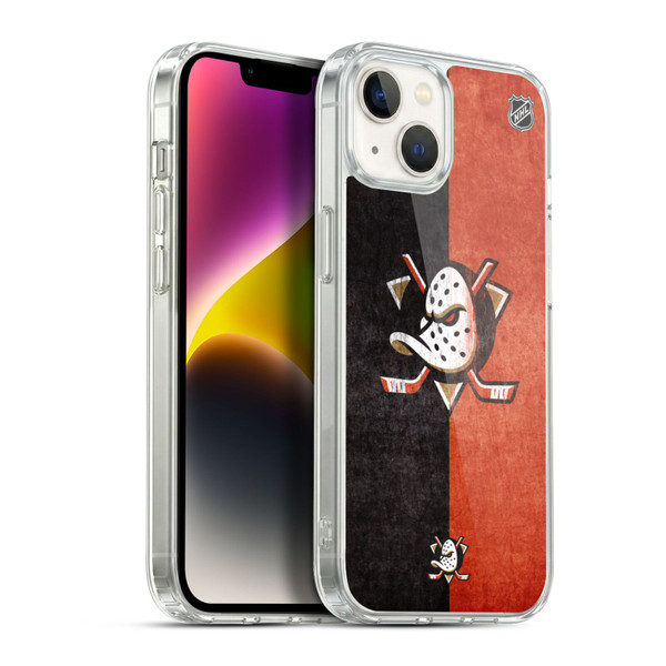 NHL Anaheim Ducks Half Distressed Soft Gel Case for Apple iPhone 14 Plus & MagSafe