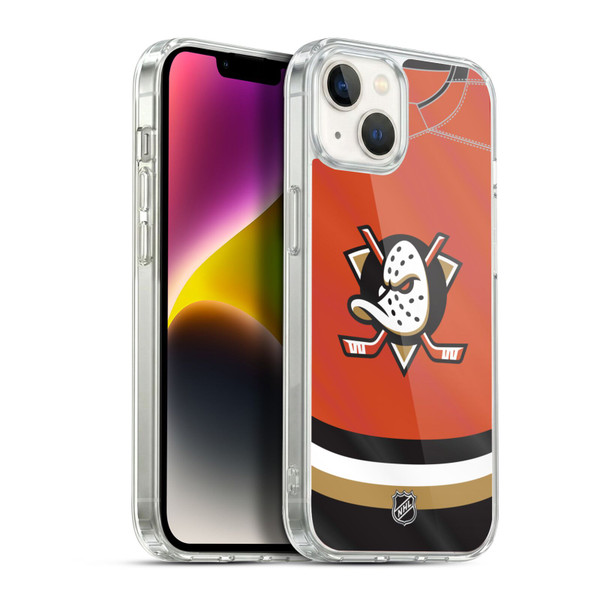NHL Anaheim Ducks Jersey Soft Gel Case for Apple iPhone 14 Plus & MagSafe