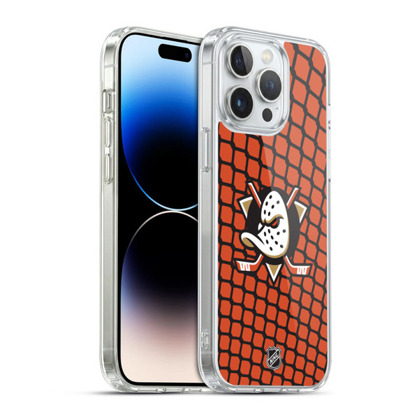 NHL Anaheim Ducks Net Pattern Soft Gel Case for Apple iPhone 14 Pro Max & MagSafe