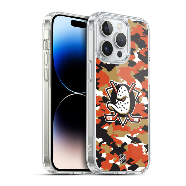 NHL Anaheim Ducks Camouflage Soft Gel Case for Apple iPhone 14 Pro & MagSafe