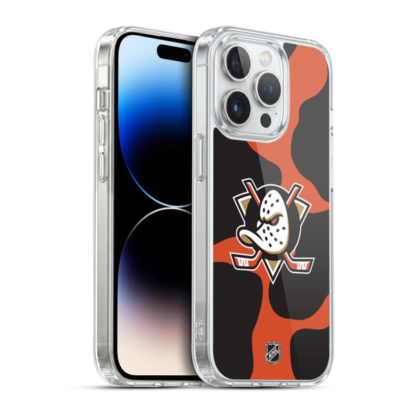 NHL Anaheim Ducks Cow Pattern Soft Gel Case for Apple iPhone 14 Pro & MagSafe