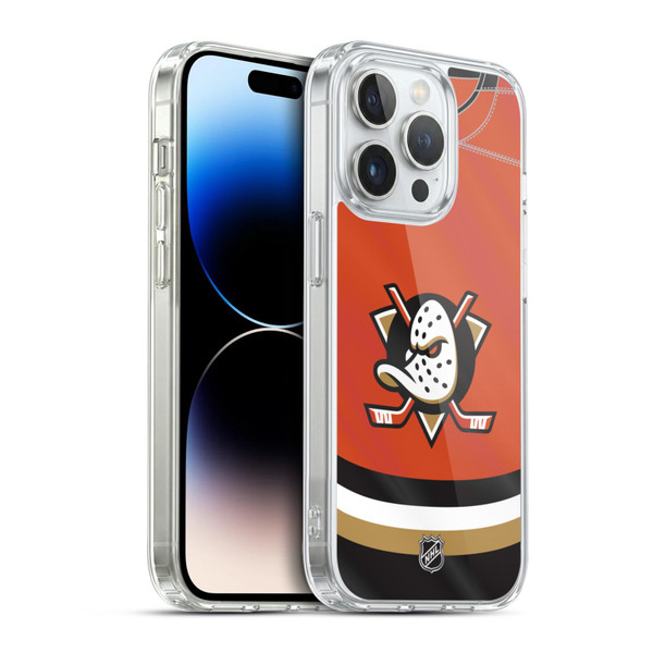 NHL Anaheim Ducks Jersey Soft Gel Case for Apple iPhone 14 Pro & MagSafe