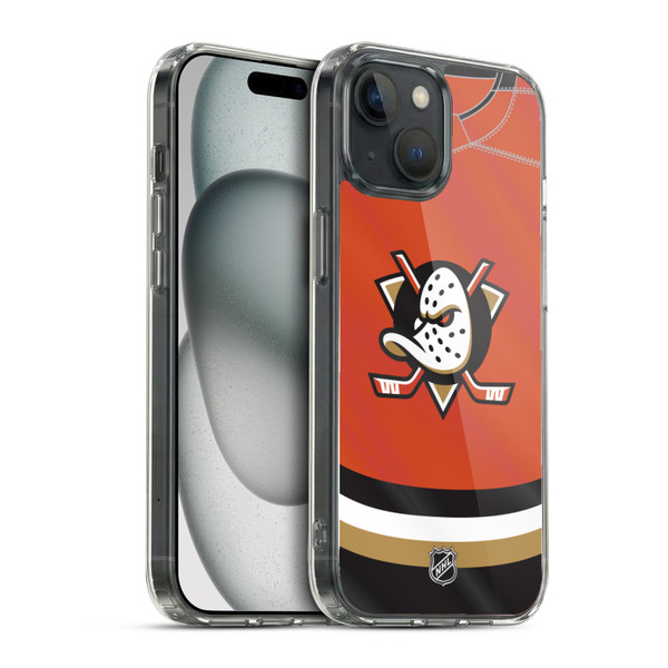NHL Anaheim Ducks Jersey Soft Gel Case for Apple iPhone 15 & MagSafe
