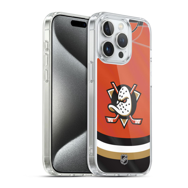 NHL Anaheim Ducks Jersey Soft Gel Case for Apple iPhone 15 Pro & MagSafe