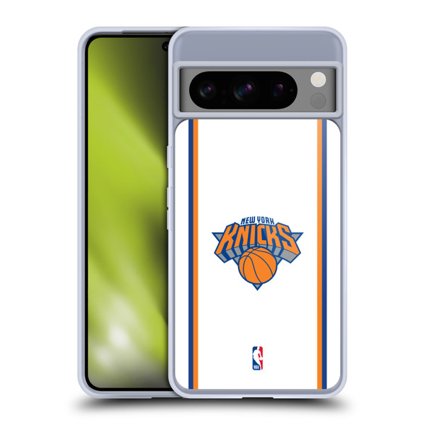 NBA New York Knicks Logo White Design Soft Gel Case for Google Pixel 8 Pro