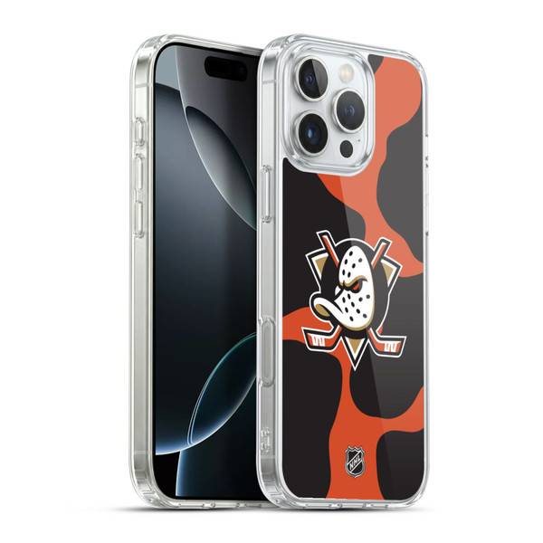 NHL Anaheim Ducks Cow Pattern Soft Gel Case for Apple iPhone 16 Pro Max & MagSafe