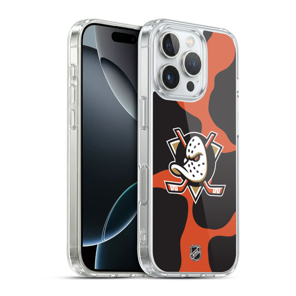 NHL Anaheim Ducks Cow Pattern Soft Gel Case for Apple iPhone 16 Pro & MagSafe
