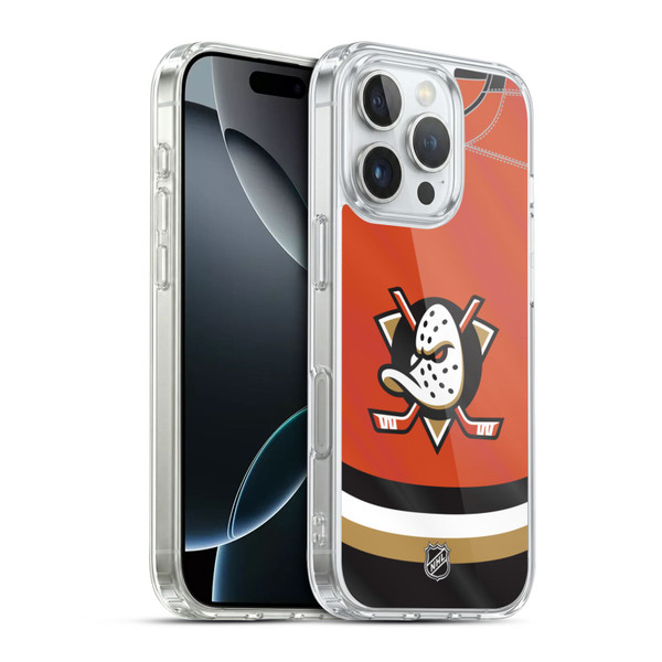 NHL Anaheim Ducks Jersey Soft Gel Case for Apple iPhone 16 Pro & MagSafe