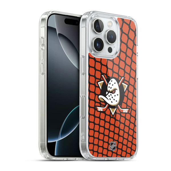 NHL Anaheim Ducks Net Pattern Soft Gel Case for Apple iPhone 16 Pro & MagSafe