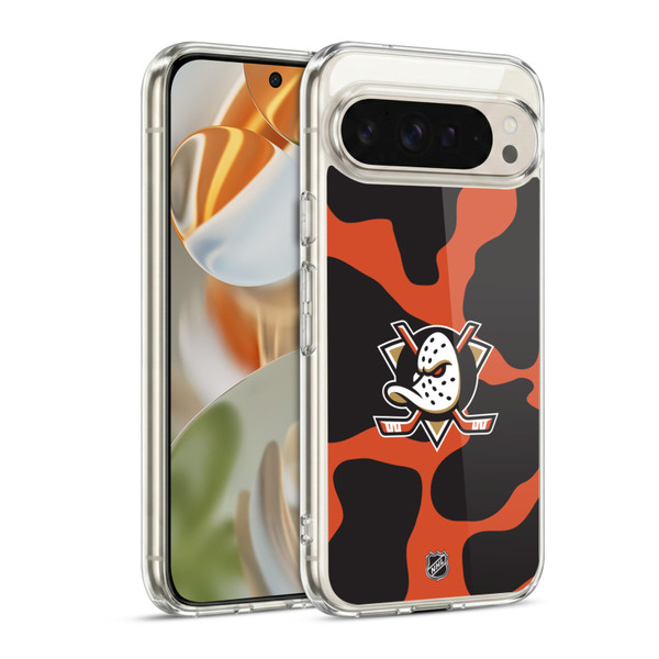 NHL Anaheim Ducks Cow Pattern Soft Gel Case for Google Pixel 9 / Pixel 9 Pro