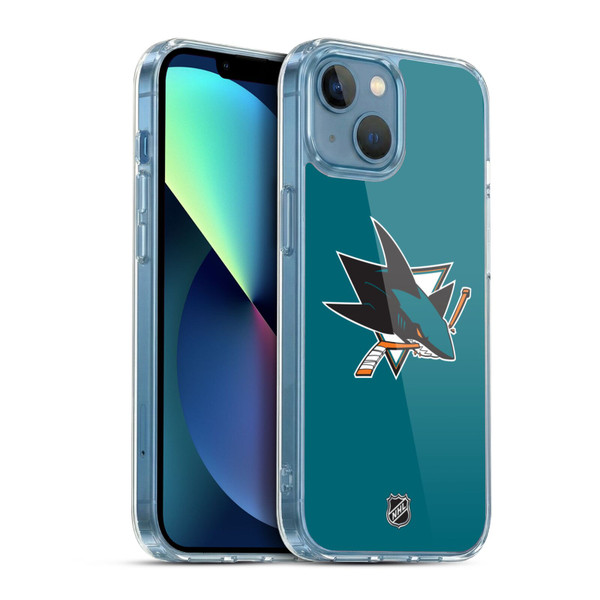 NHL San Jose Sharks Plain Soft Gel Case for Apple iPhone 13 Mini & MagSafe