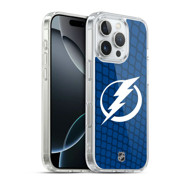 NHL Tampa Bay Lightning Net Pattern Soft Gel Case for Apple iPhone 16 Pro & MagSafe