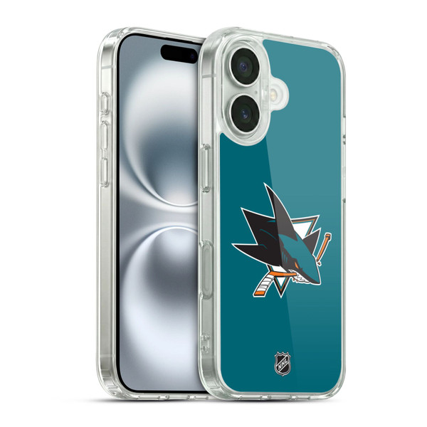 NHL San Jose Sharks Plain Soft Gel Case for Apple iPhone 16 & MagSafe
