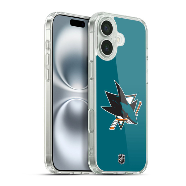 NHL San Jose Sharks Plain Soft Gel Case for Apple iPhone 16 Plus & MagSafe
