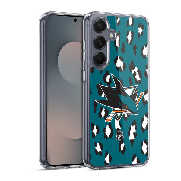 NHL San Jose Sharks Leopard Pattern Soft Gel Case for Samsung Galaxy S25 & MagSafe