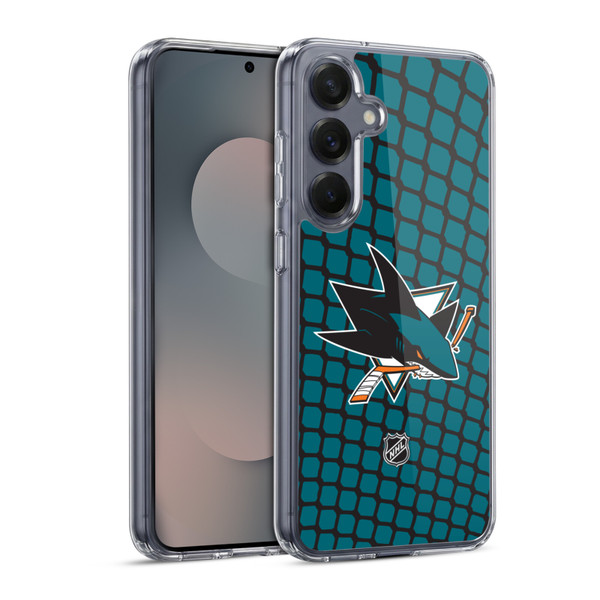NHL San Jose Sharks Net Pattern Soft Gel Case for Samsung Galaxy S25 & MagSafe