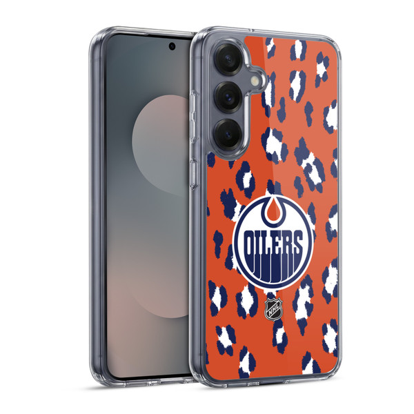 NHL Edmonton Oilers Leopard Pattern Soft Gel Case for Samsung Galaxy S25 & MagSafe