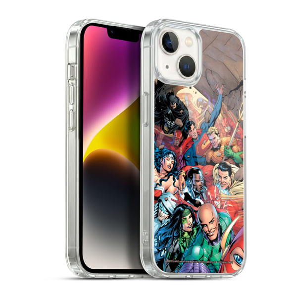 Justice League DC Comics Comic Book Covers #34 Group Soft Gel Case for Apple iPhone 14 Plus & MagSafe