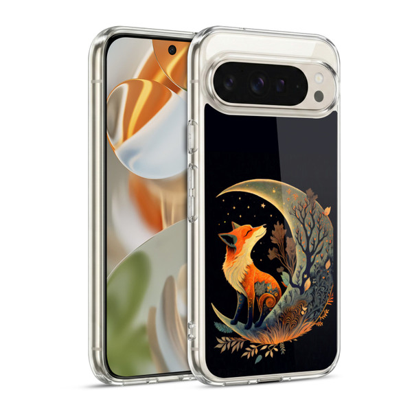JK Stewart Art Fox On Crescent Moon Soft Gel Case for Google Pixel 9 / Pixel 9 Pro