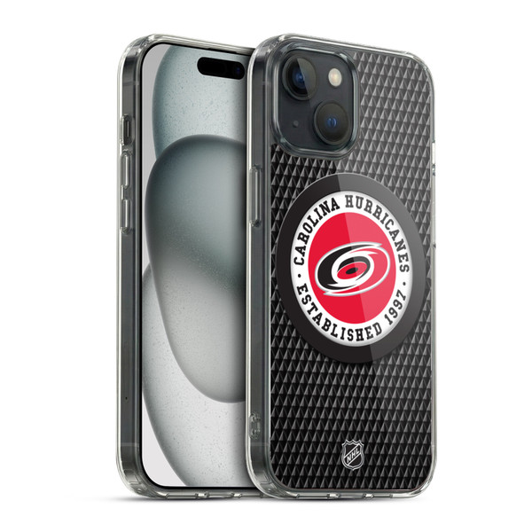 NHL Carolina Hurricanes Puck Texture Soft Gel Case for Apple iPhone 15 & MagSafe