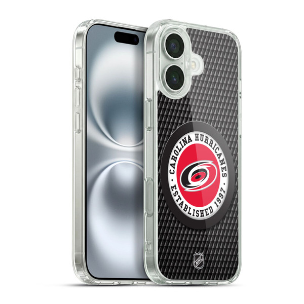 NHL Carolina Hurricanes Puck Texture Soft Gel Case for Apple iPhone 16 Plus & MagSafe