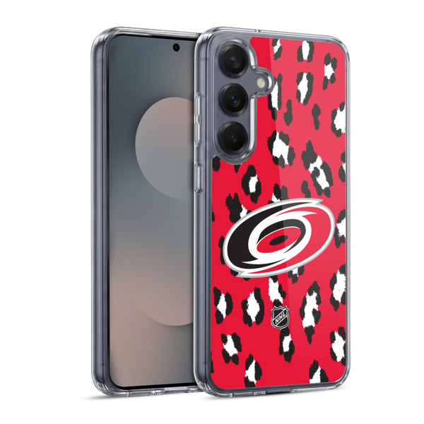 NHL Carolina Hurricanes Leopard Pattern Soft Gel Case for Samsung Galaxy S25 & MagSafe