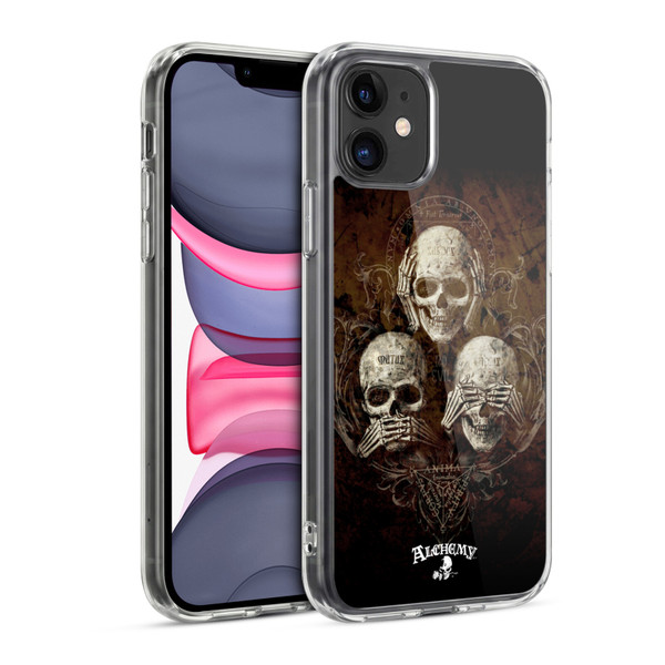 Alchemy Gothic Skull No Evil Three Skull Soft Gel Case for Apple iPhone 11