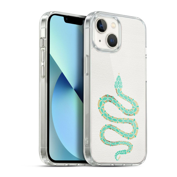 Cat Coquillette Animals Snake Mint Soft Gel Case for Apple iPhone 13