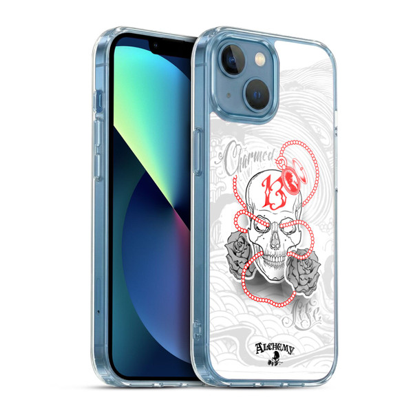 Alchemy Gothic Skull Charmed Life Locket Soft Gel Case for Apple iPhone 13 Mini & MagSafe