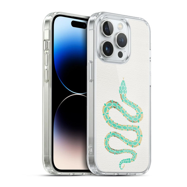 Cat Coquillette Animals Snake Mint Soft Gel Case for Apple iPhone 13 Pro & MagSafe