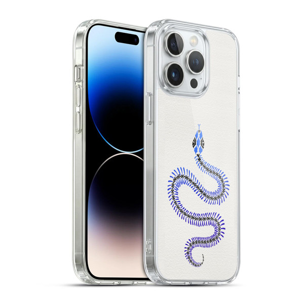 Cat Coquillette Animals Blue Ombre Snake Skeleton Soft Gel Case for Apple iPhone 14 Pro Max & MagSafe