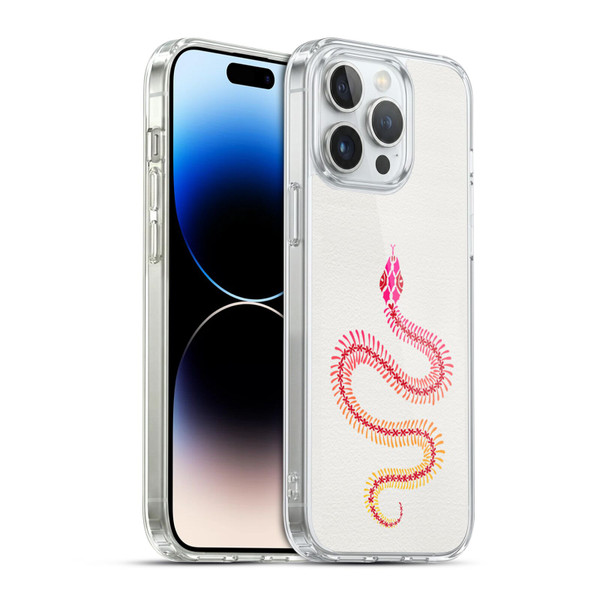 Cat Coquillette Animals Pink Ombre Snake Skeleton Soft Gel Case for Apple iPhone 14 Pro Max & MagSafe